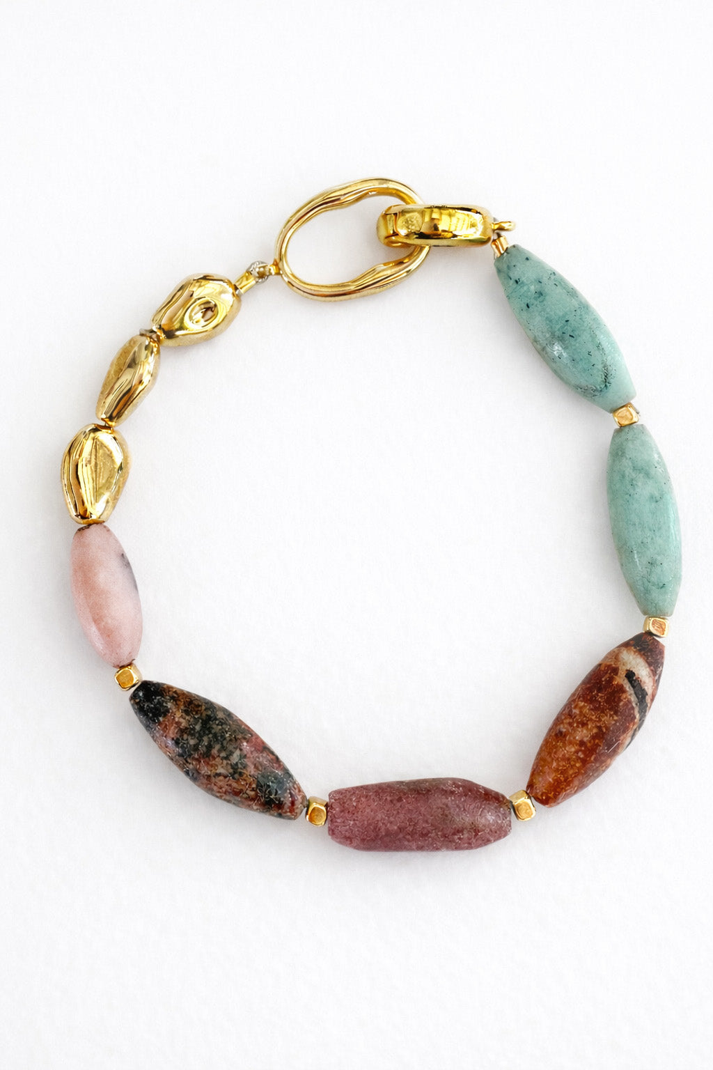Elongated Turquoise & Gold Bracelet
