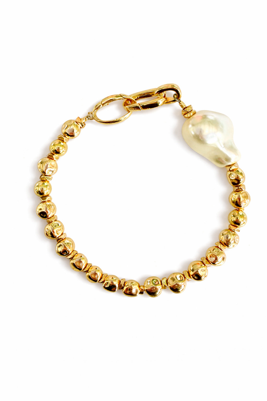 Pearl and Gold Beaded Bracelet