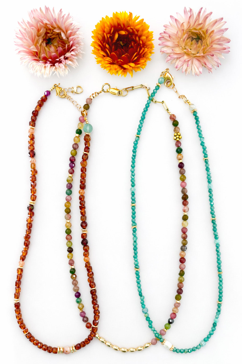Tourmaline & Oval Gold Beaded Necklace