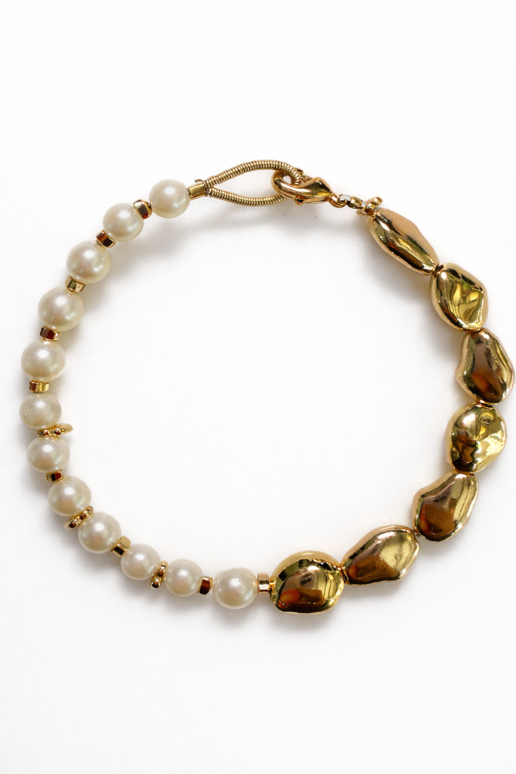 Pearl & Gold Toggle Clasp Bracelet