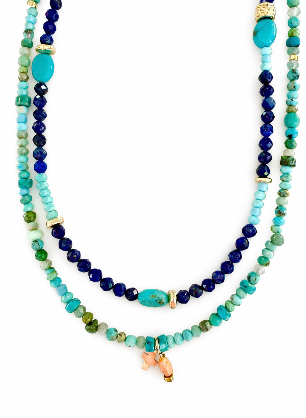 Cobalt Blue & Turquoise Faceted Gemstone Necklace