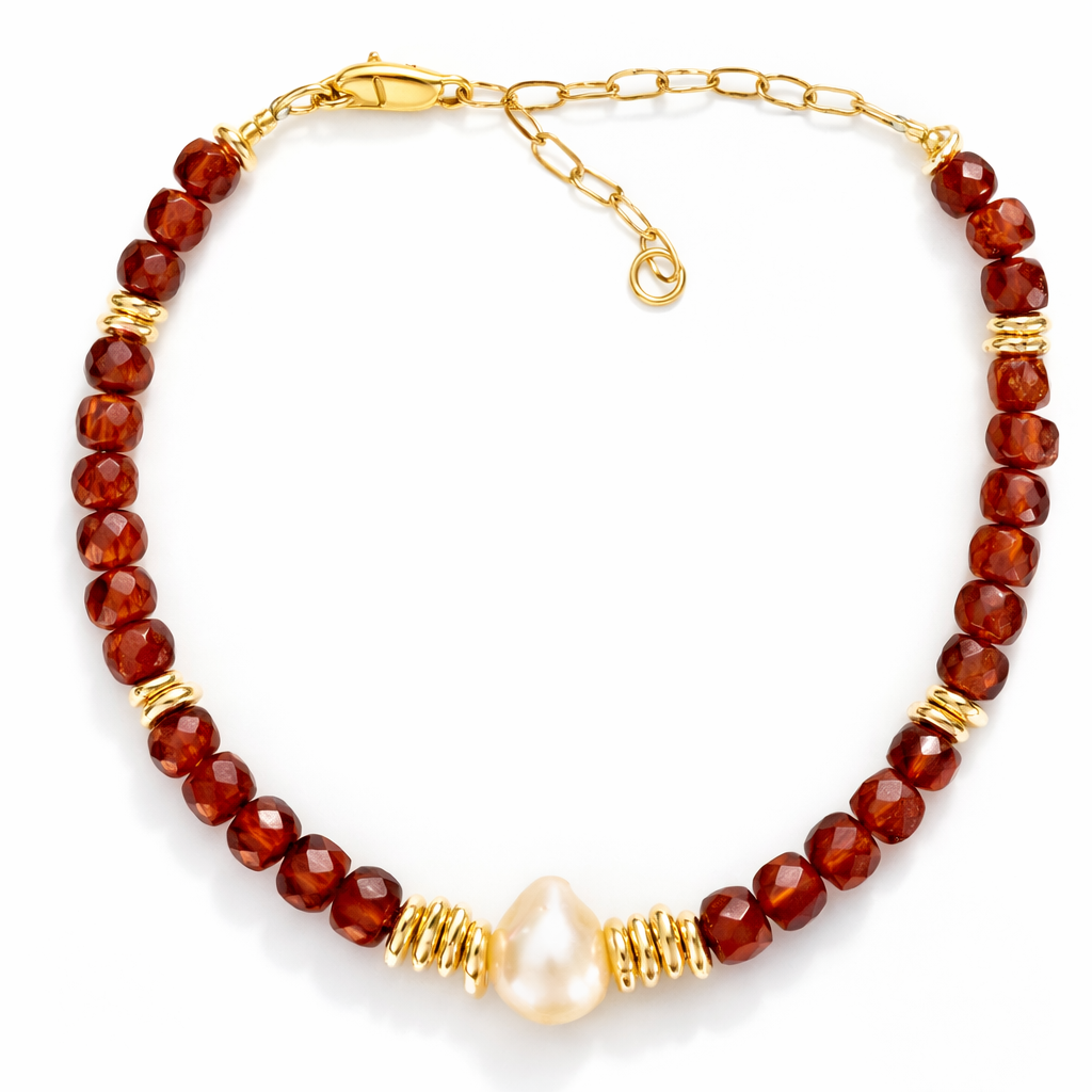 Garnet & Freshwater Pearl Bracelet
