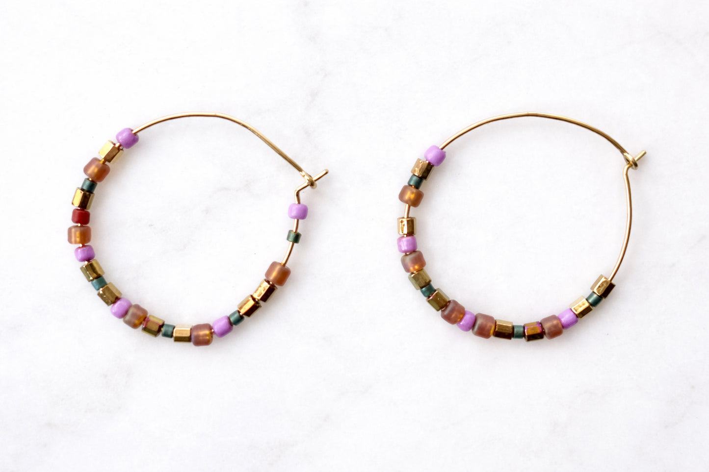 Pastel Seed Bead Hoop Earrings