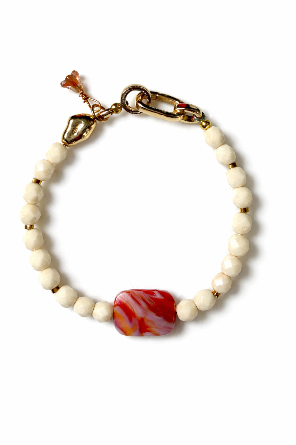 Sunset Stone Cream Beaded Bracelet