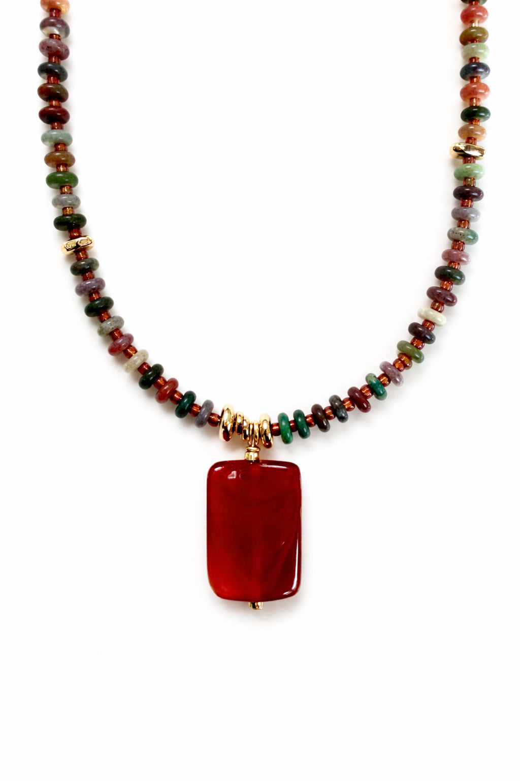 Multi-Stone Chip Bead and  Pendant Harmony Necklace