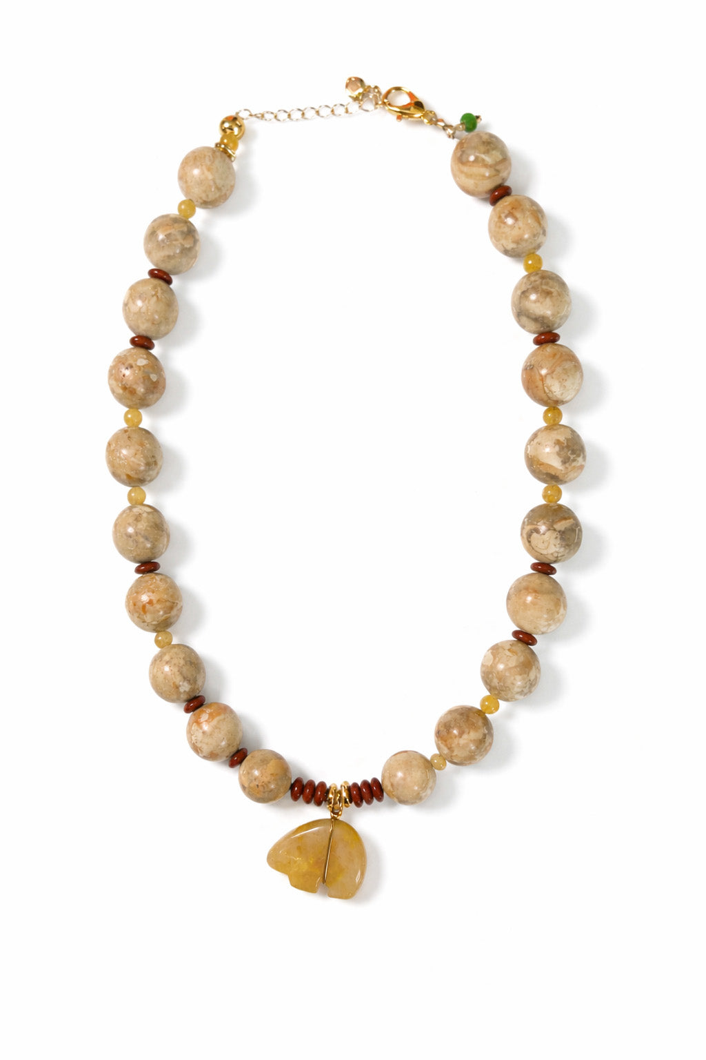 Golden Earth Bear Pendant Necklace