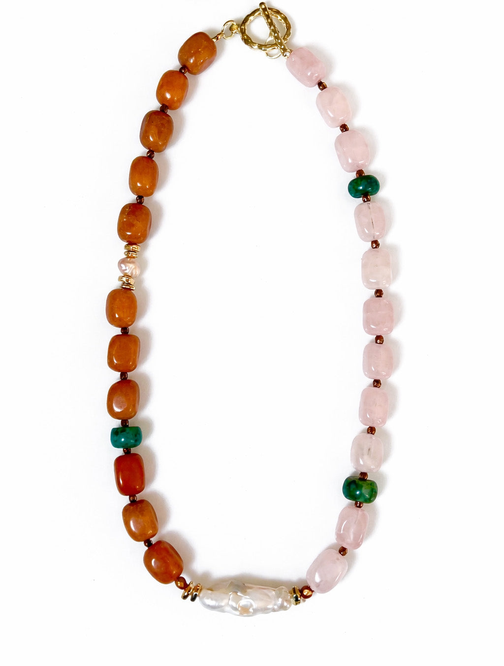Blush and Amber Beaded Statement Necklace