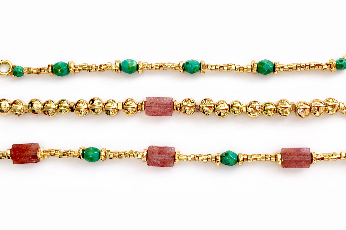 Boho Stone & Gold Beaded Bracelet – Choose Your Style