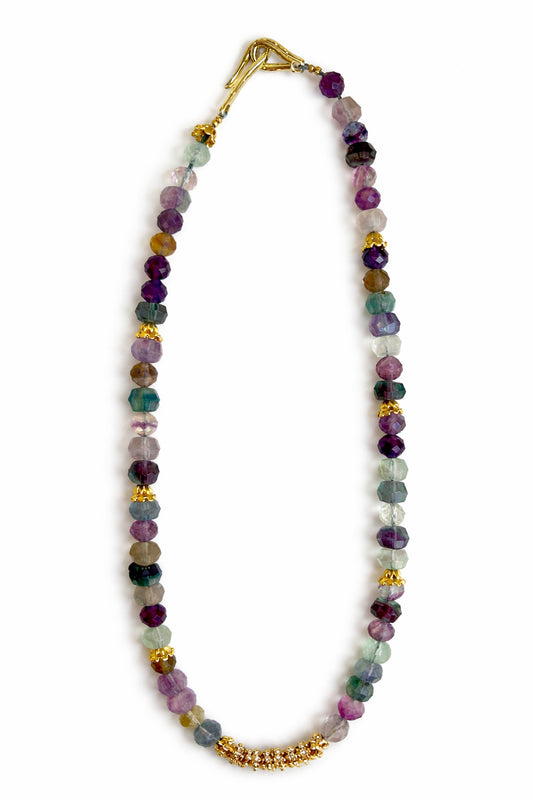Fluorite & Gold Bead Necklace