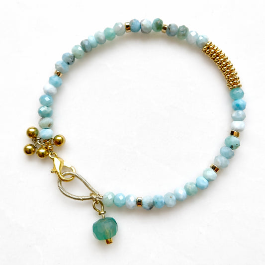 Ocean Glow Beaded Larimar Bracelet