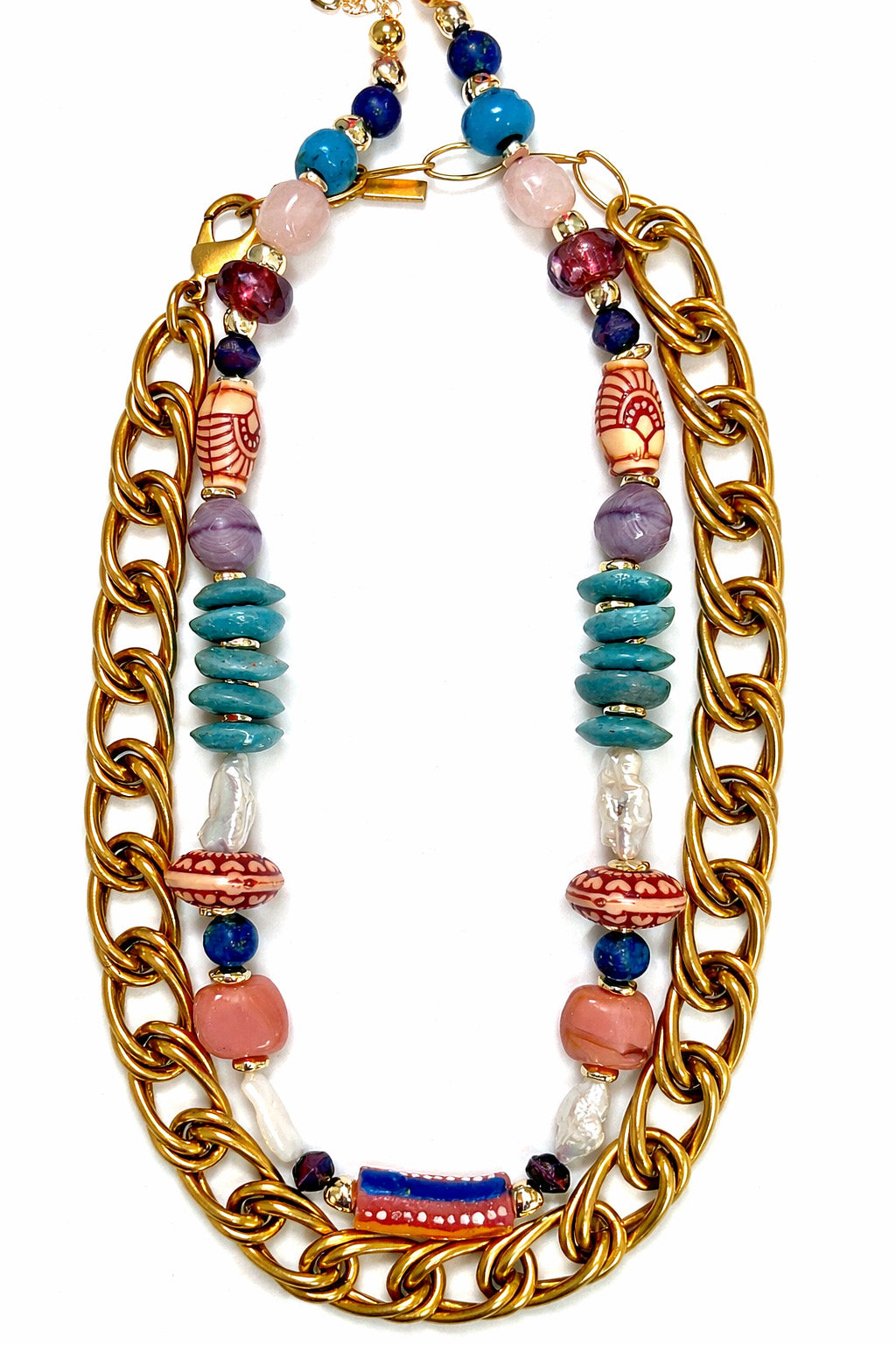 Free Spirit Artisan Statement Necklace - Blue & Purples
