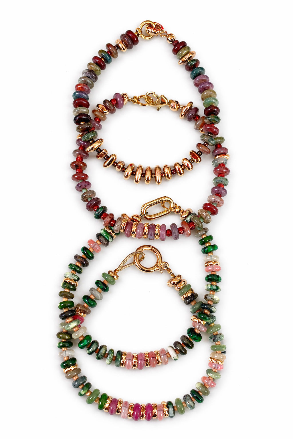 Multi-Stone Chip Harmony Necklace – Pink & Green