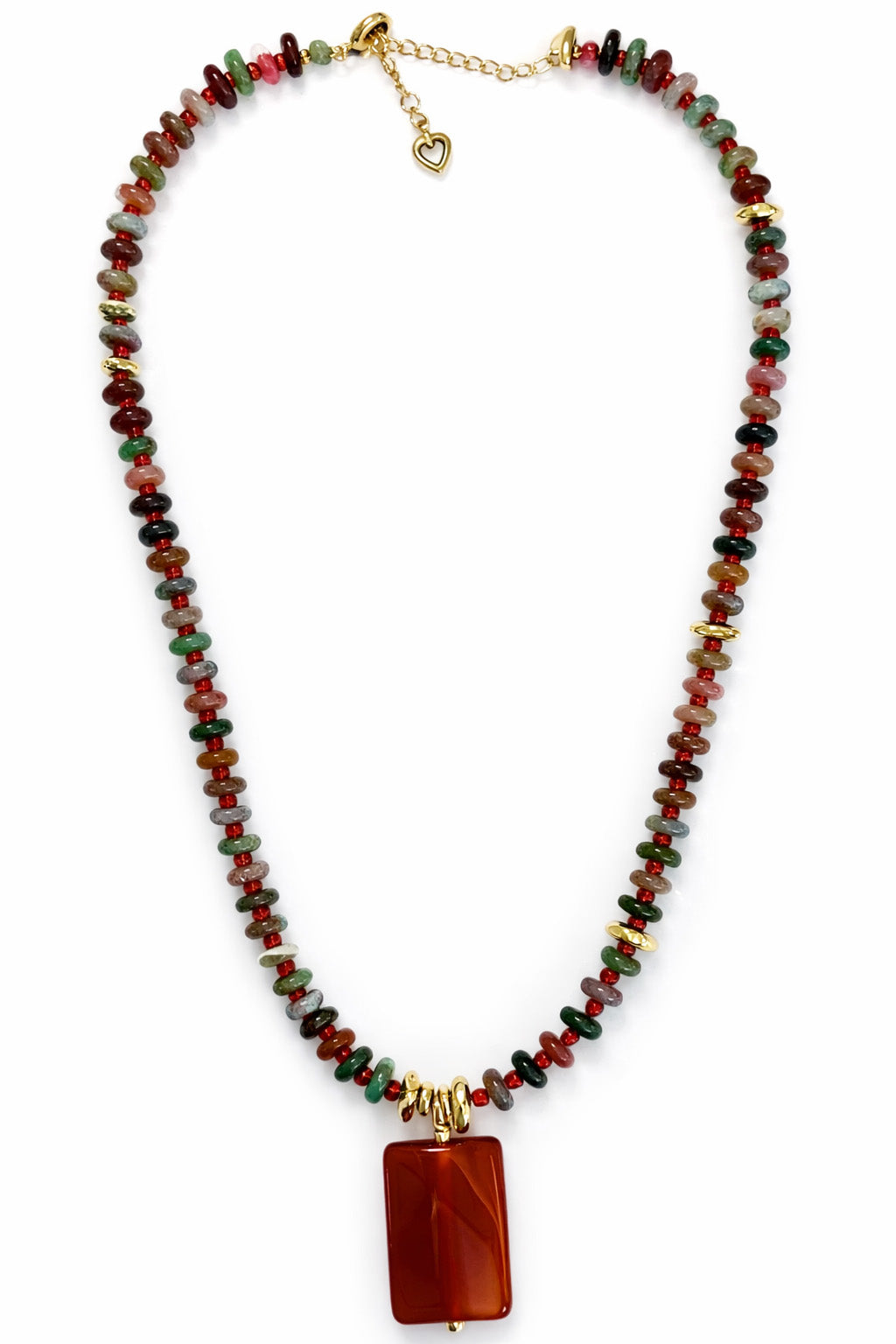 Multi-Stone Chip Bead and  Pendant Harmony Necklace