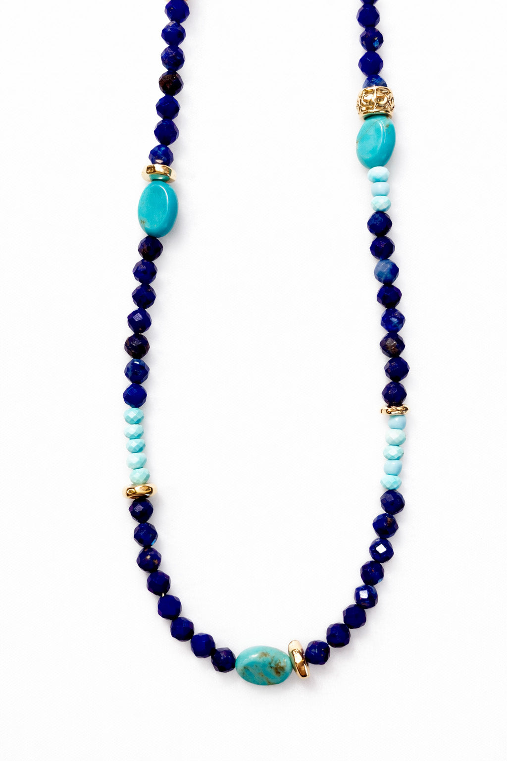 Cobalt Blue & Turquoise Faceted Gemstone Necklace