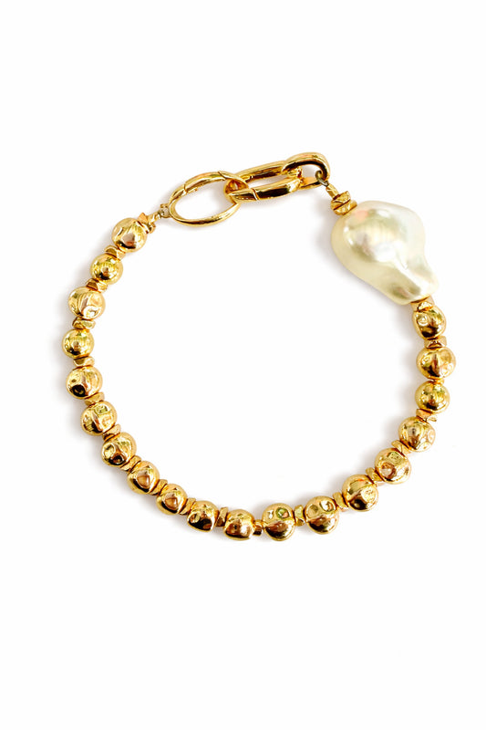 Pearl and Gold Beaded Bracelet