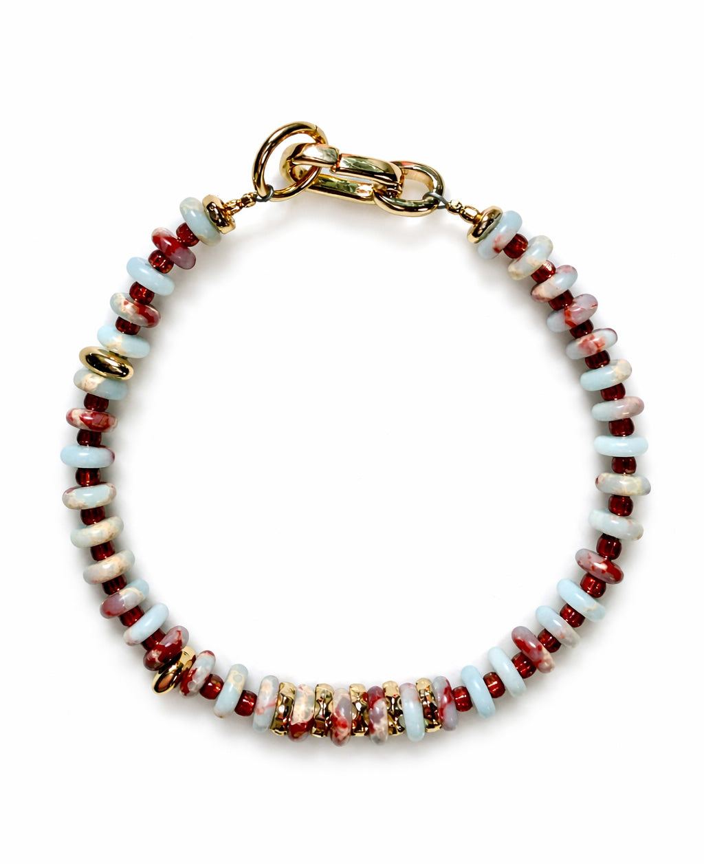 Multi-Stone Chip Bead Harmony Bracelet – Blue & Coral