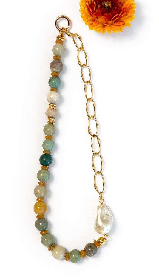 Ocean Mist Amazonite & Pearl Necklace
