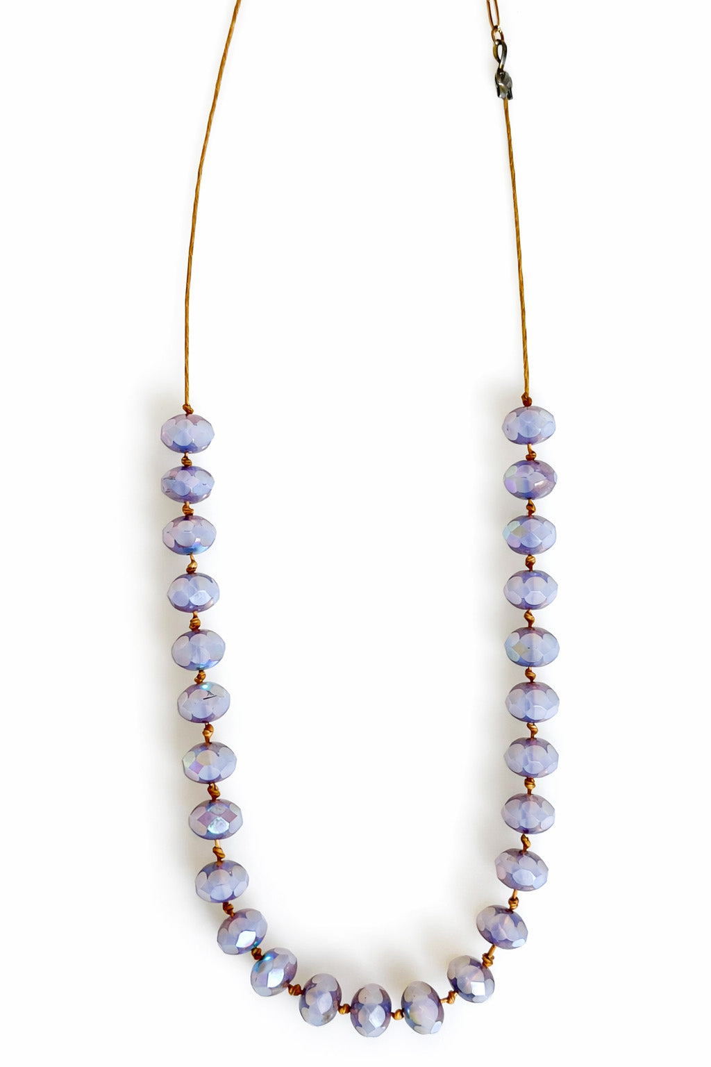 Hand-Knotted Lavender Crystal Beaded Necklace
