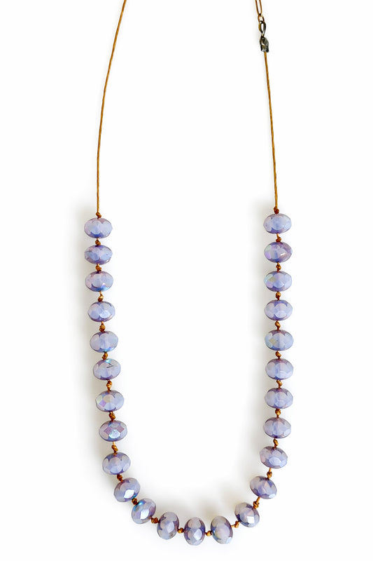 Hand-Knotted Lavender Crystal Beaded Necklace