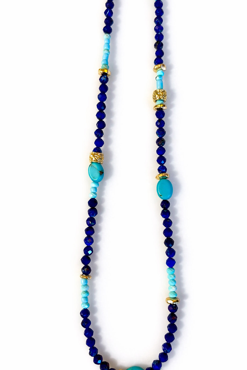Cobalt Blue & Turquoise Faceted Gemstone Necklace