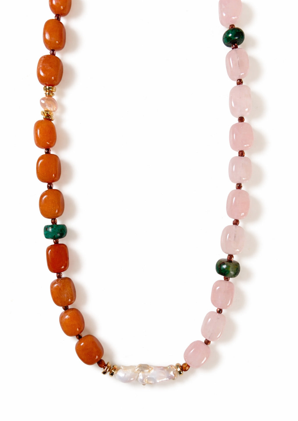 Blush and Amber Beaded Statement Necklace