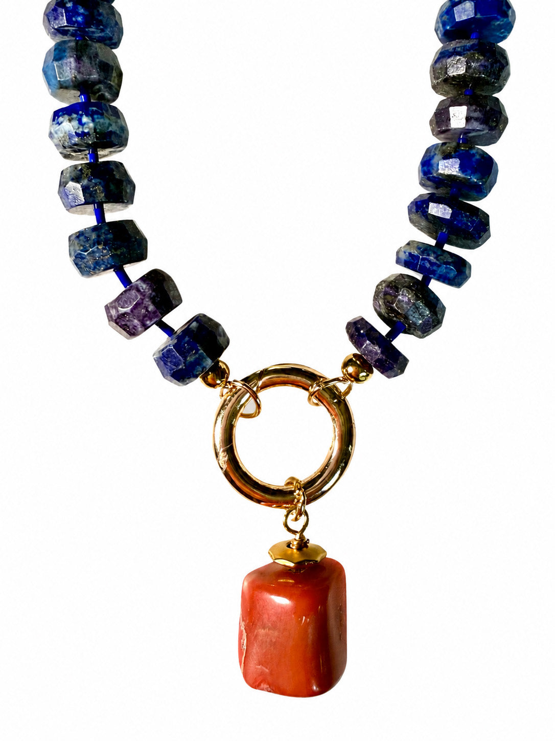 Lapis & Coral Statement Necklace | Handcrafted Gemstone Jewelry