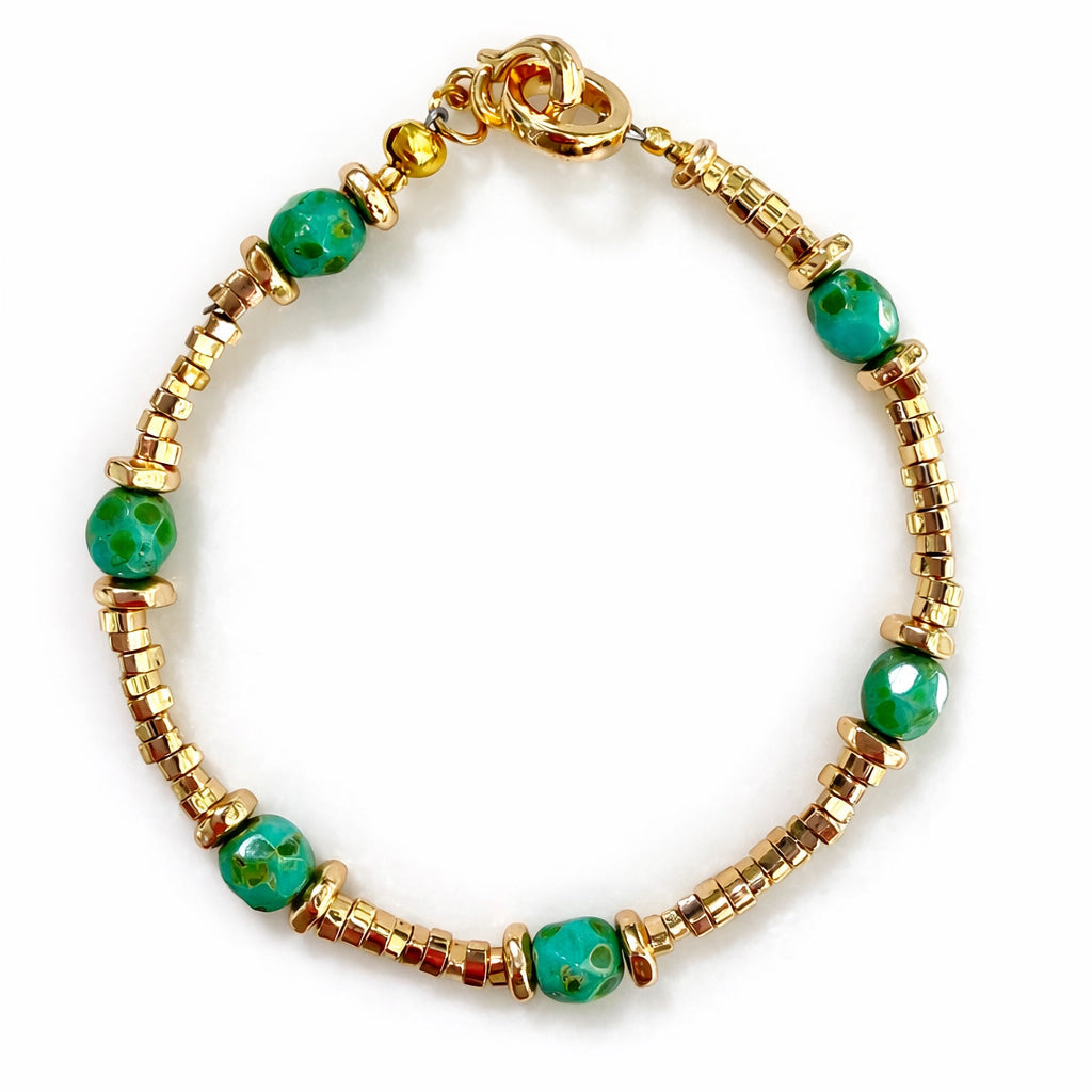 Boho Stone & Gold Beaded Bracelet – Choose Your Style