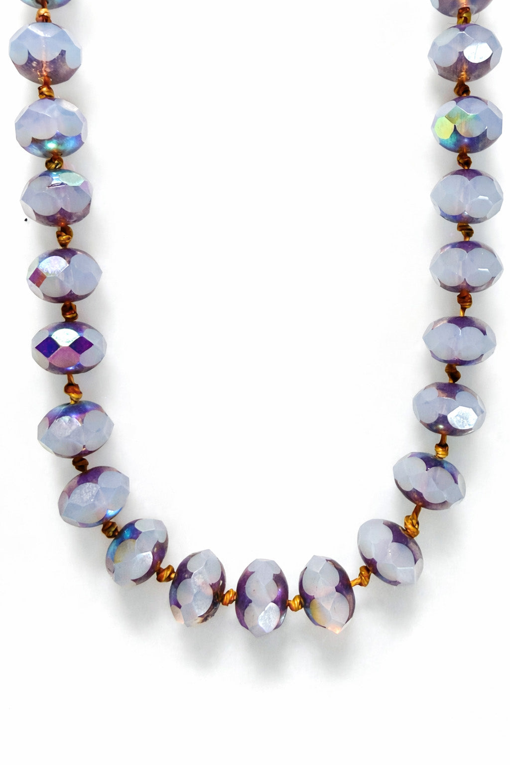 Hand-Knotted Lavender Crystal Beaded Necklace