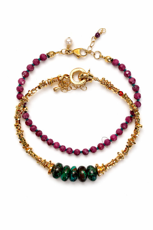 Malachite Stone Gold Bracelet