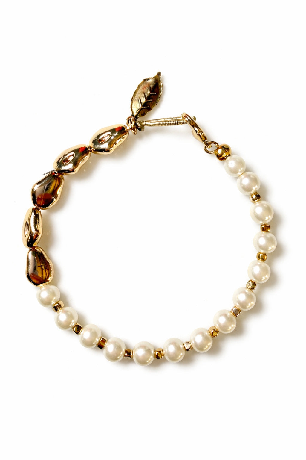Golden Leaf Pearl Bracelet
