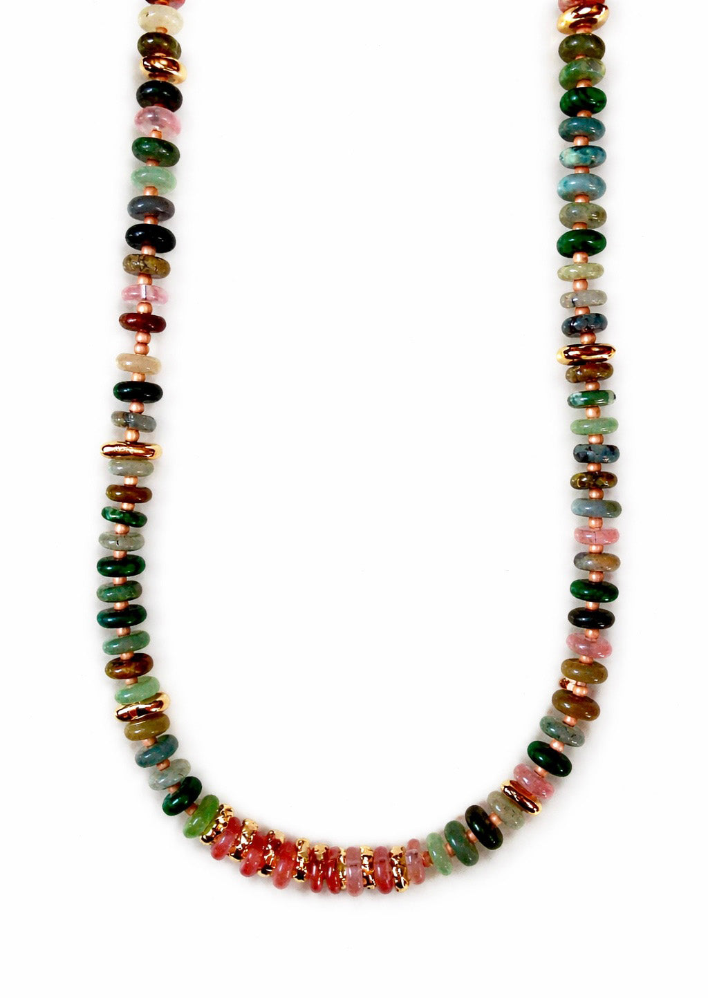 Multi-Stone Chip Harmony Necklace – Pink & Green