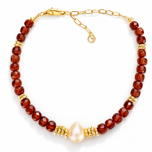 Garnet & Freshwater Pearl Bracelet