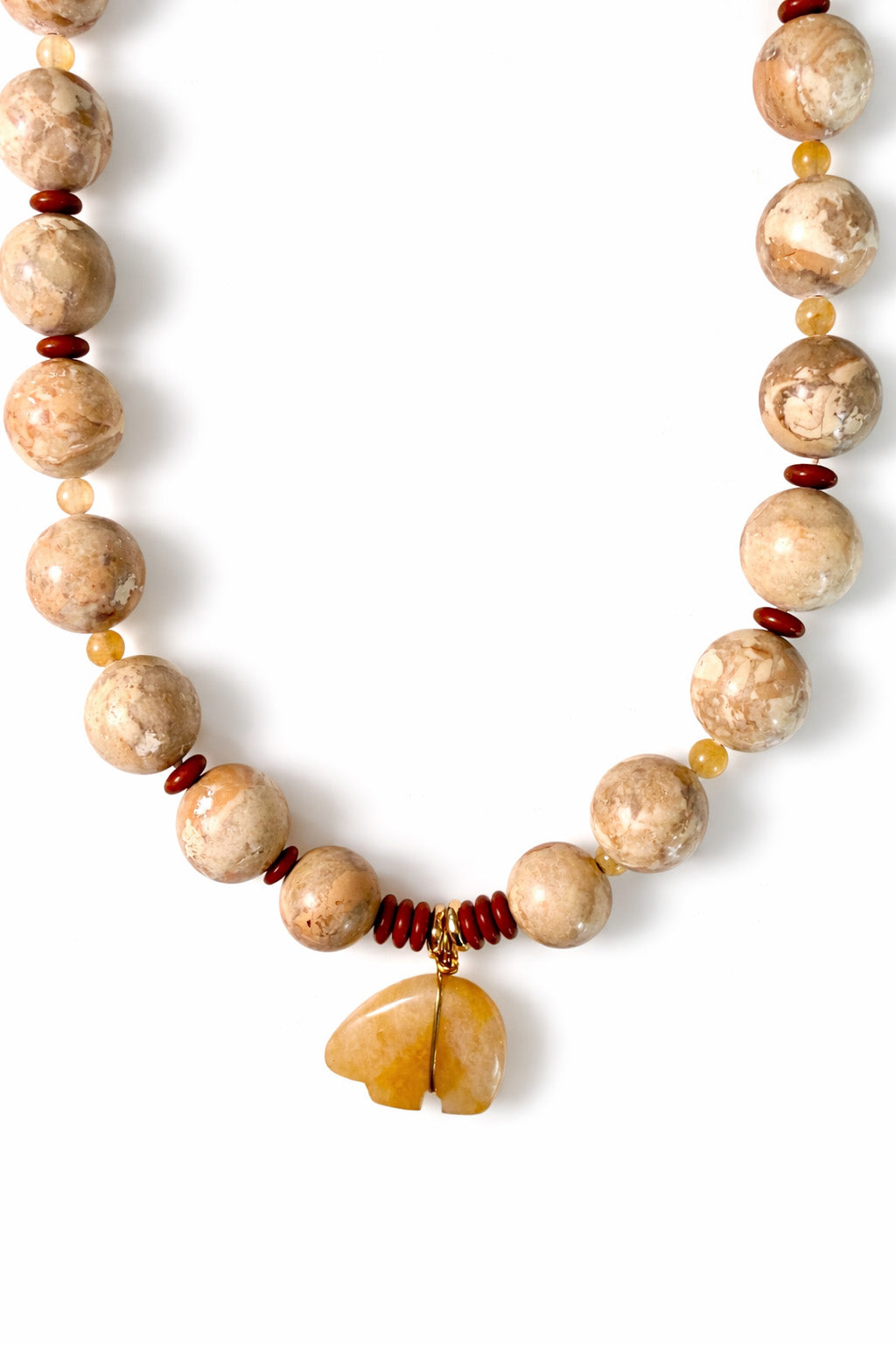 Golden Earth Bear Pendant Necklace