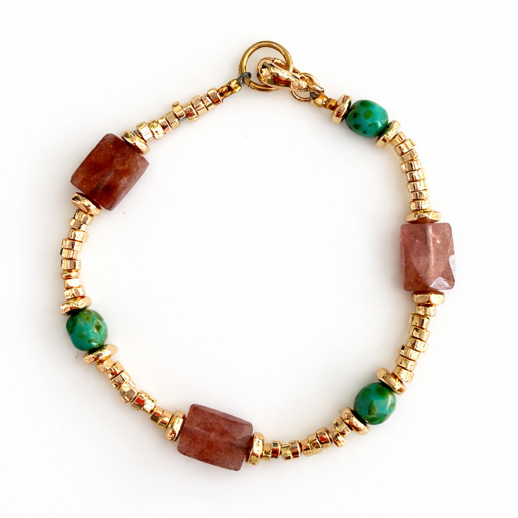 Boho Stone & Gold Beaded Bracelet – Choose Your Style