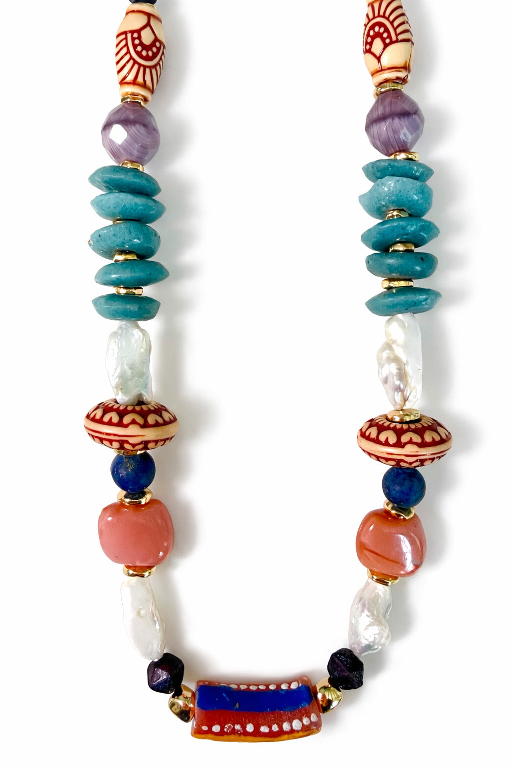 Free Spirit Artisan Statement Necklace - Blue & Purples