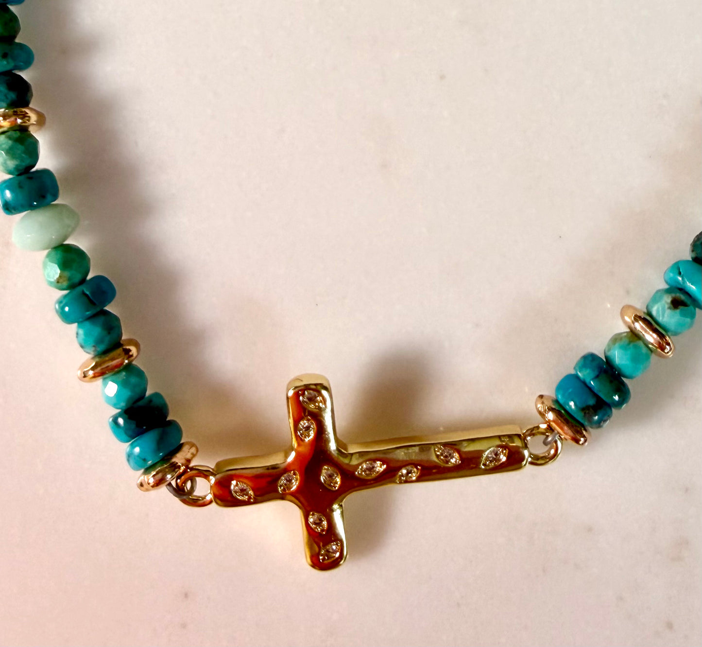 Turquoise Side Cross Bracelet