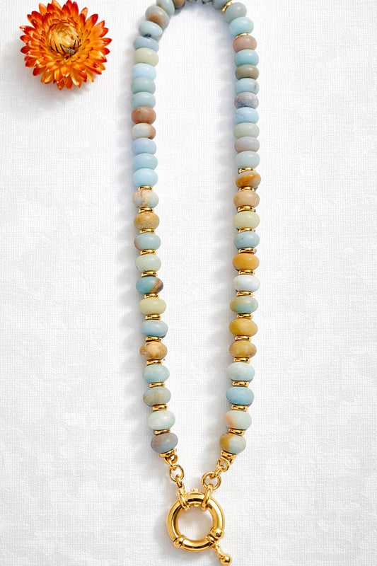 Amazonite & Gold Statement Necklace